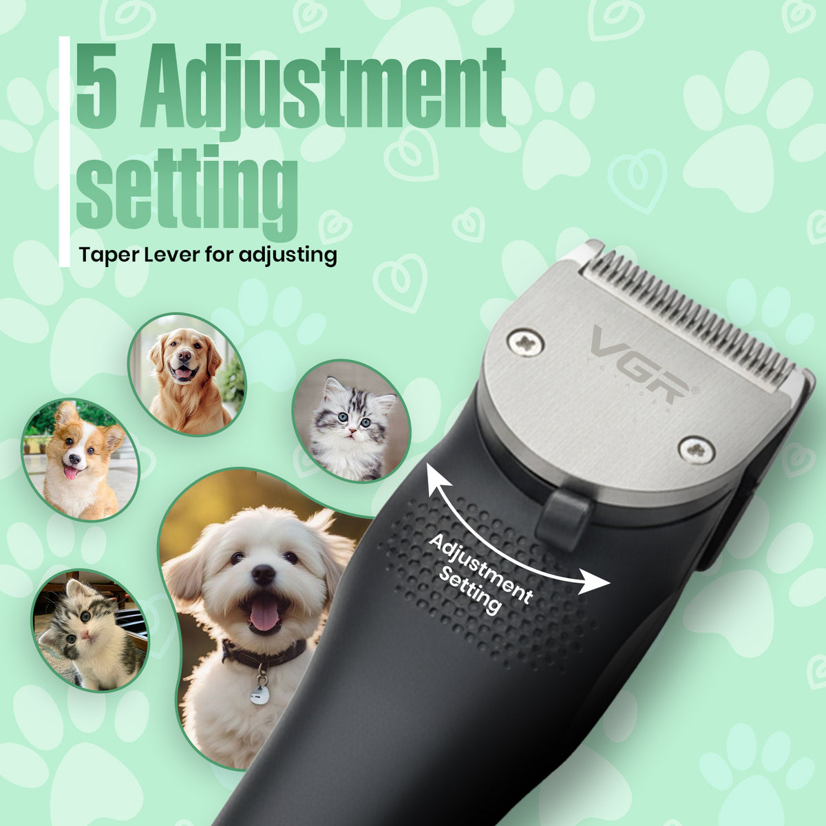 VGR V-225 Professional Pet Trimmer, Green