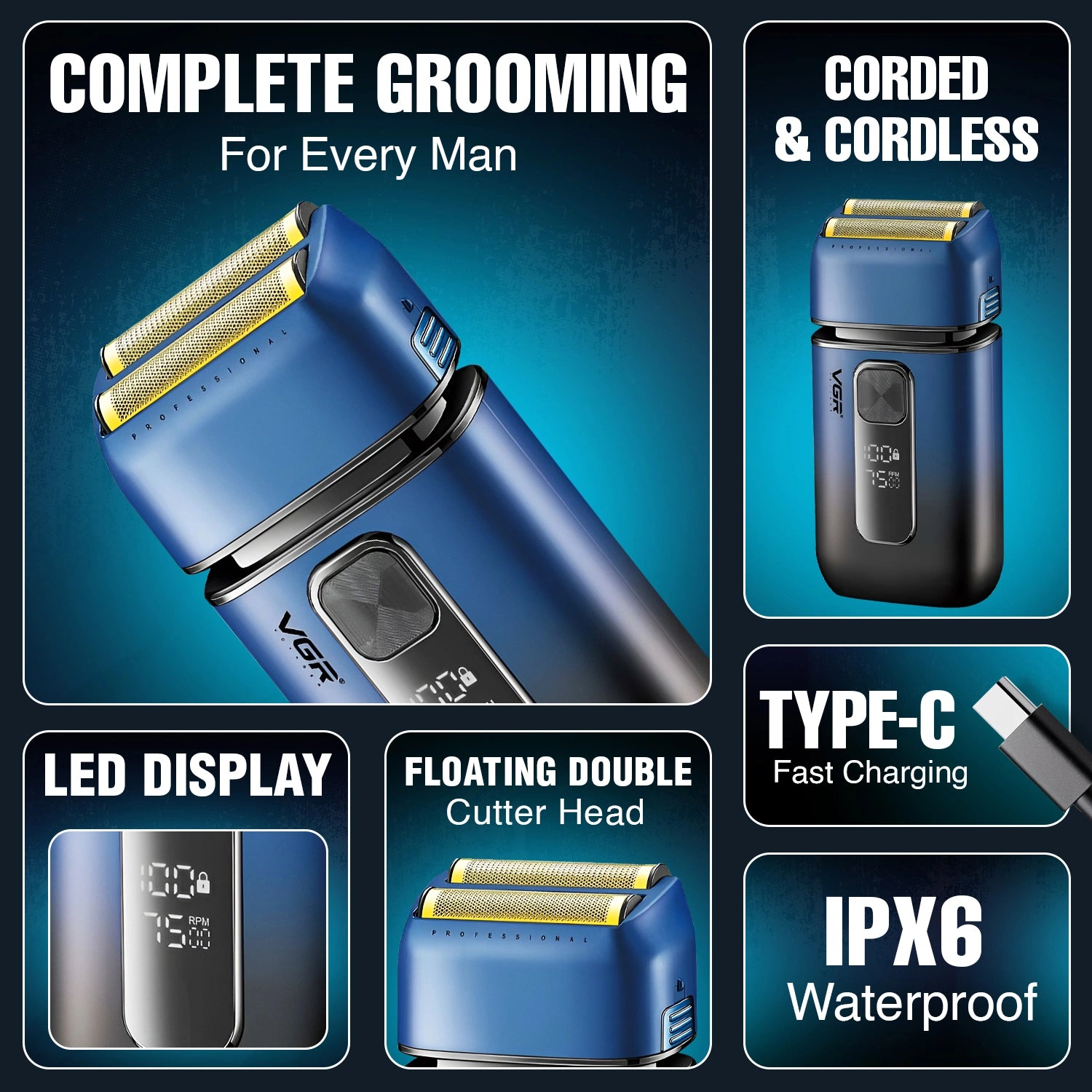 VGR V-362 SUPER TRIM Foil Shaver for Men