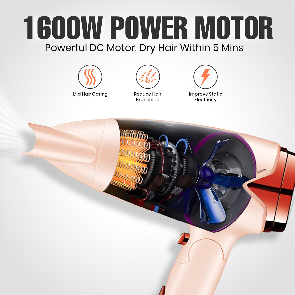 VGR V-428 Foldable Hair Dryer For Women, 2 Speed Settings, Cool Shot, Pink