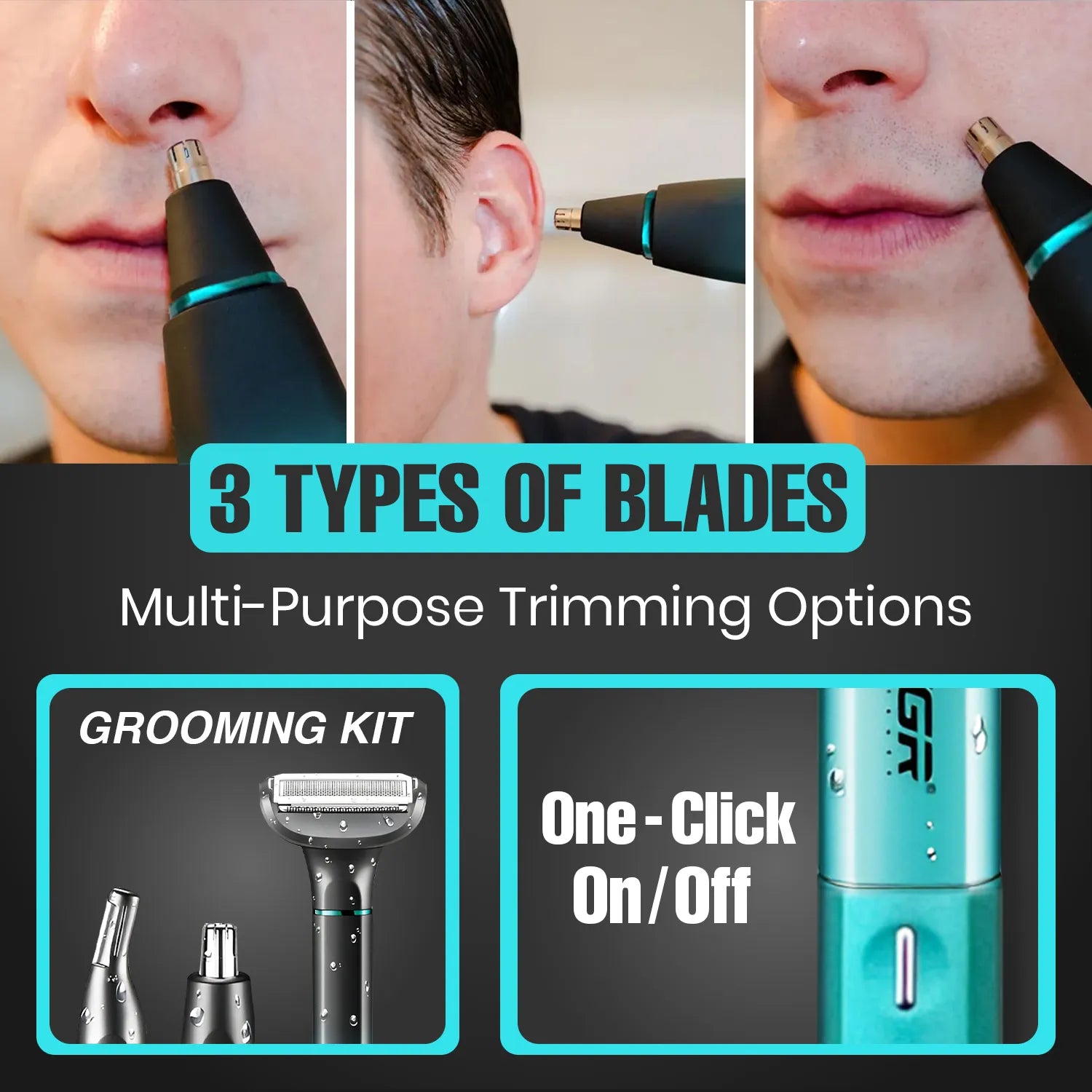 VGR V-625 3-IN-1 Grooming Kit For Men (Green)