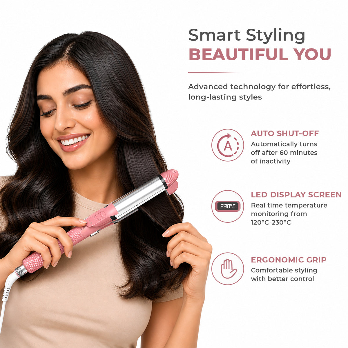 VGR V-563 Professional 4 in 1 Hair Beauty Styler (Pink)