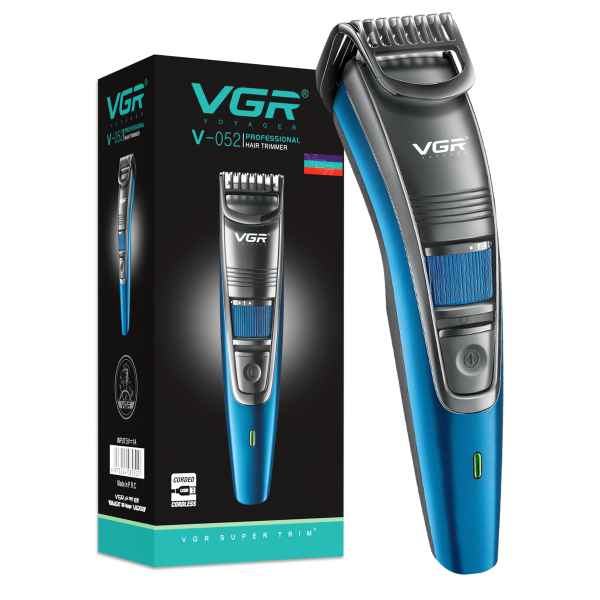 VGR V-052 Professional Hair Trimmer For Men with 120 Min Runtime, Blue