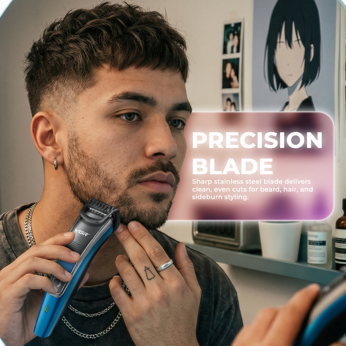 VGR V-052 Professional Hair Trimmer For Men with 120 Min Runtime, Blue