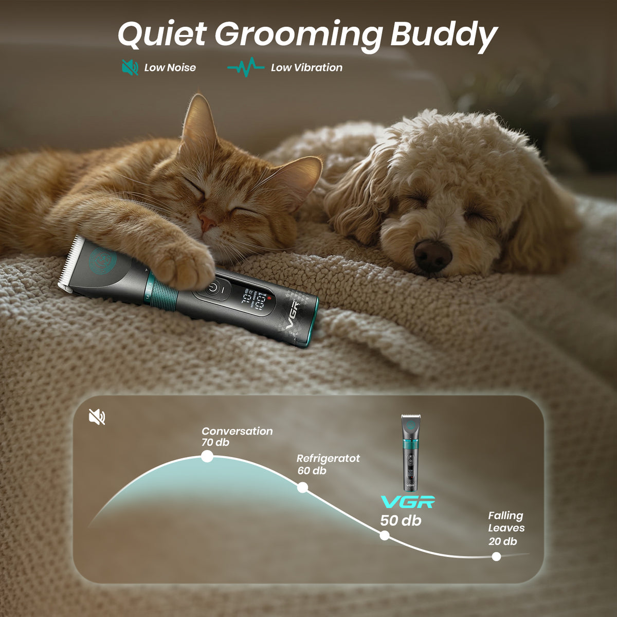 VGR V-209 Professional Pet Clipper with 200 Min Runtime, Black