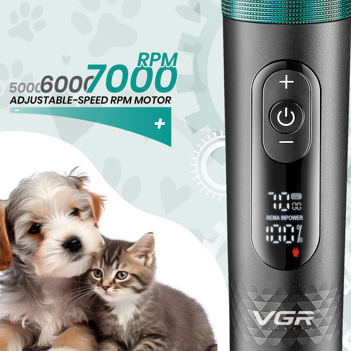 VGR V-209 Professional Pet Clipper with 200 Min Runtime, Black