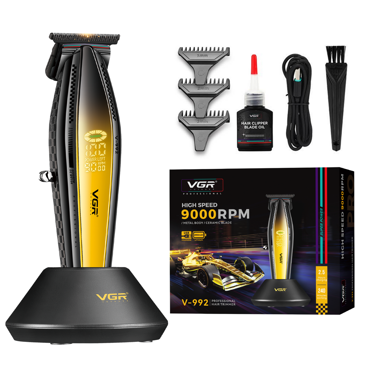 VGR V-992 Professional Hair Trimmer for Men, Gold