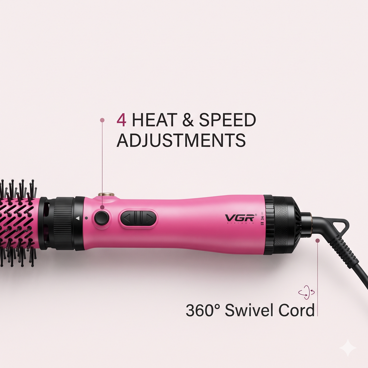 VGR V-481 Professional Hot Air Styler with Ceramic Coating, Pink