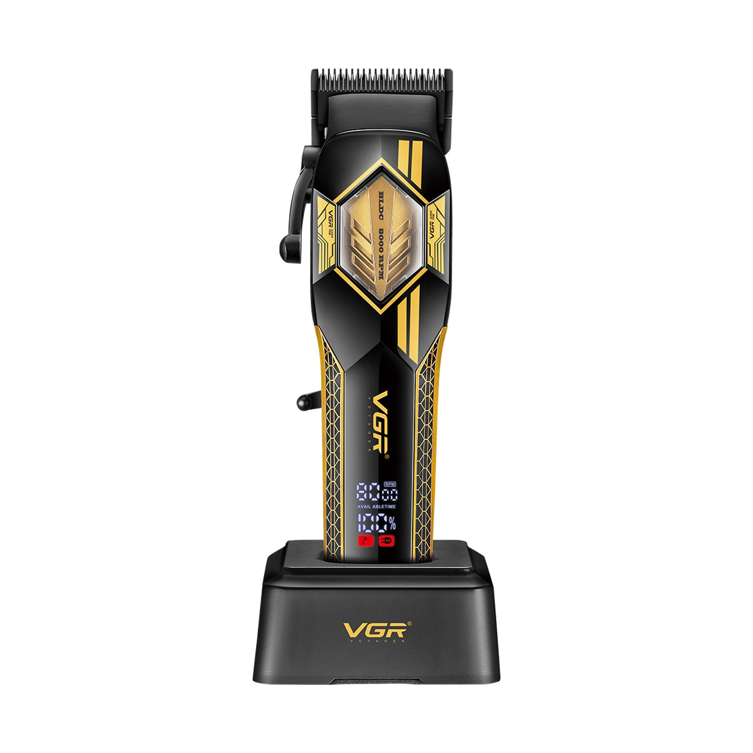 VGR V-119 Professional Hair Clipper for Salon & Men, 8000 RPM BLDC Motor, Ceramic & DLC Coated Blades, 180 Minutes Runtime, Cordless USB Rechargeable, Green