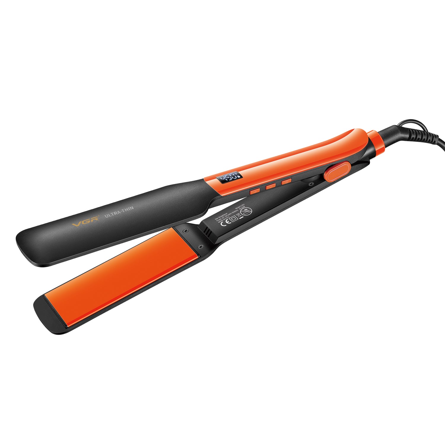 VGR V-551 Professional Hair Straightener for Salon & Women, Ceramic Coated Plates, 450°F Max Heat, LED Display, PTC Fast Heating, Auto Shut-Off, Orange