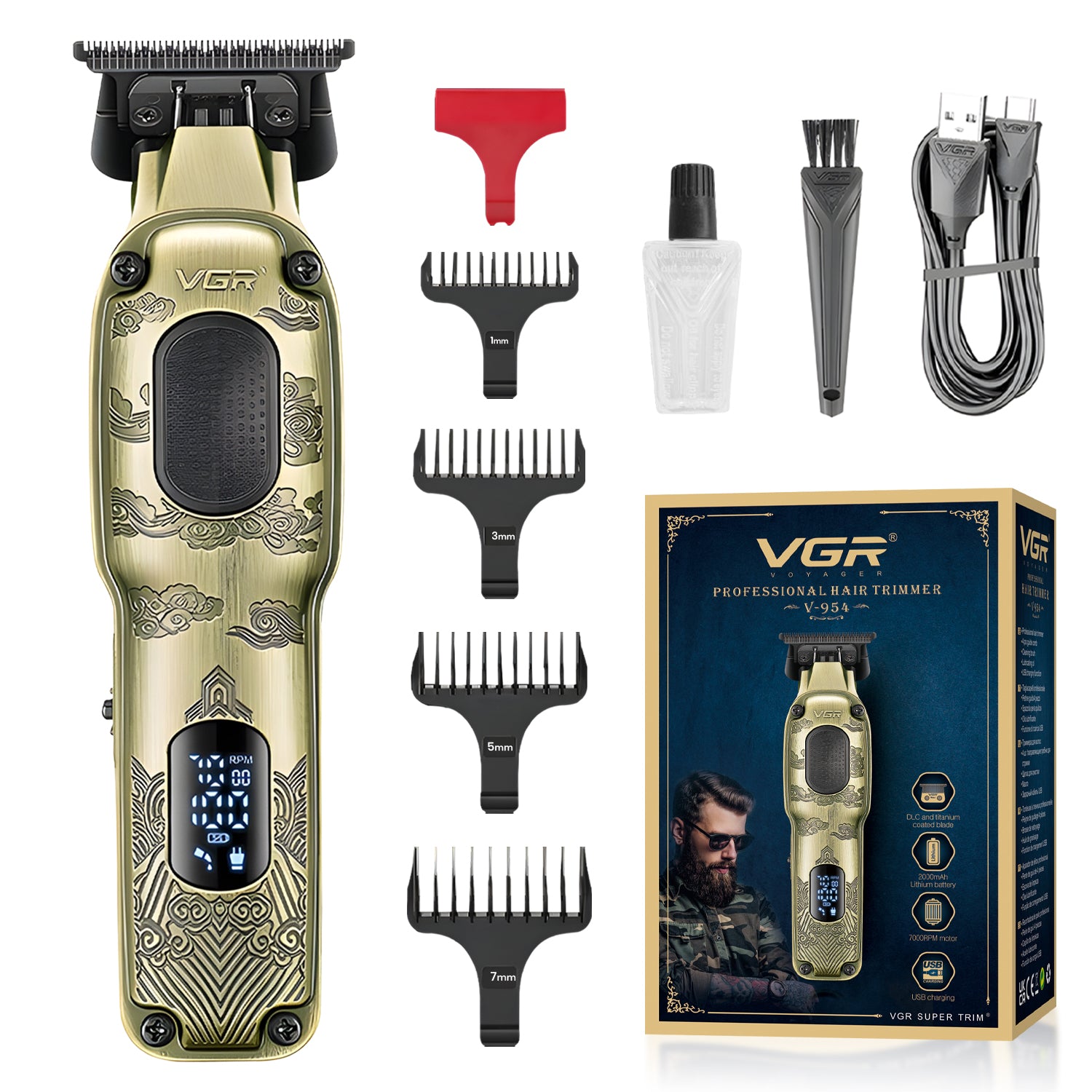 VGR V-954 Professional Cord/Cordless Hair Trimmer for Men's