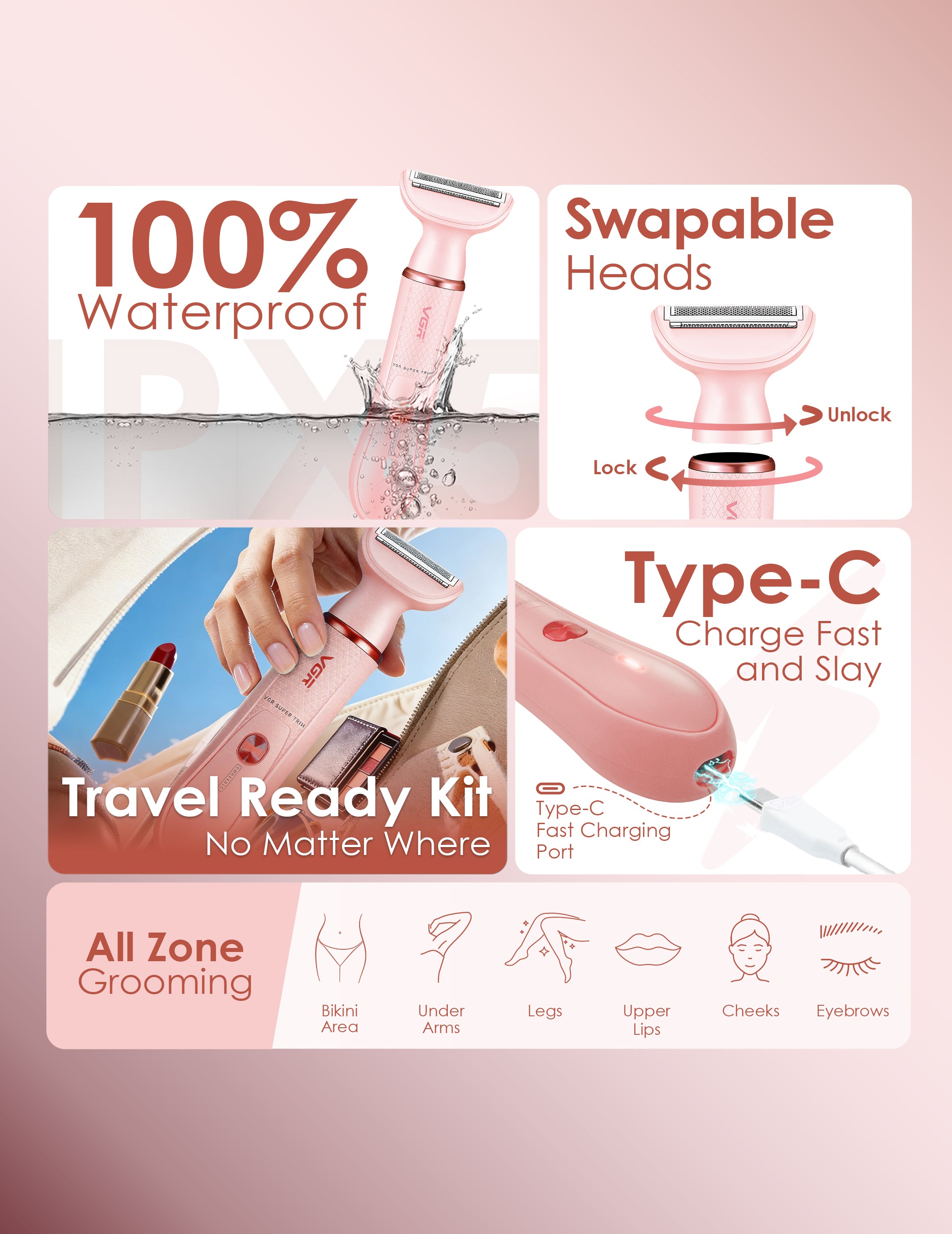 VGR V-761 Female 4-in-1 Bikini Grooming Kit