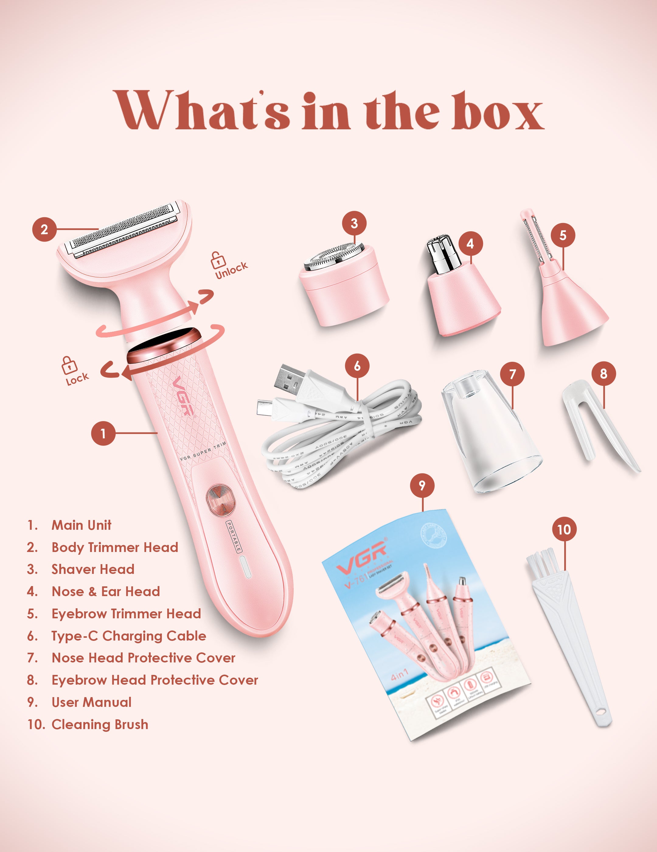 VGR V-761 Female 4-in-1 Bikini Grooming Kit