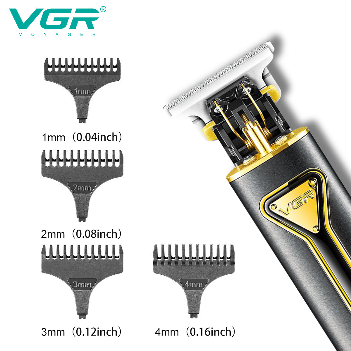 VGR V-009 Rechargeable Hair Trimmer for Men, Turbo Mode, 250 Min Runtime, Gold