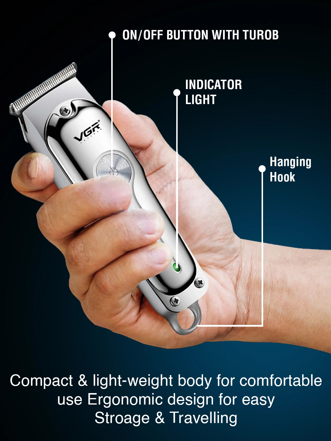 VGR V-071 Hair Trimmer For Men, Silver