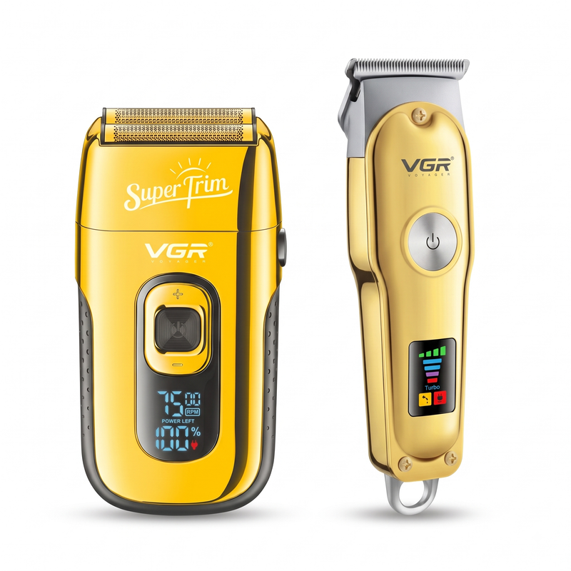 VGR V-332 Foil Shaver & V-290 Hair Trimmer Professional Grooming Combo, Gold Image