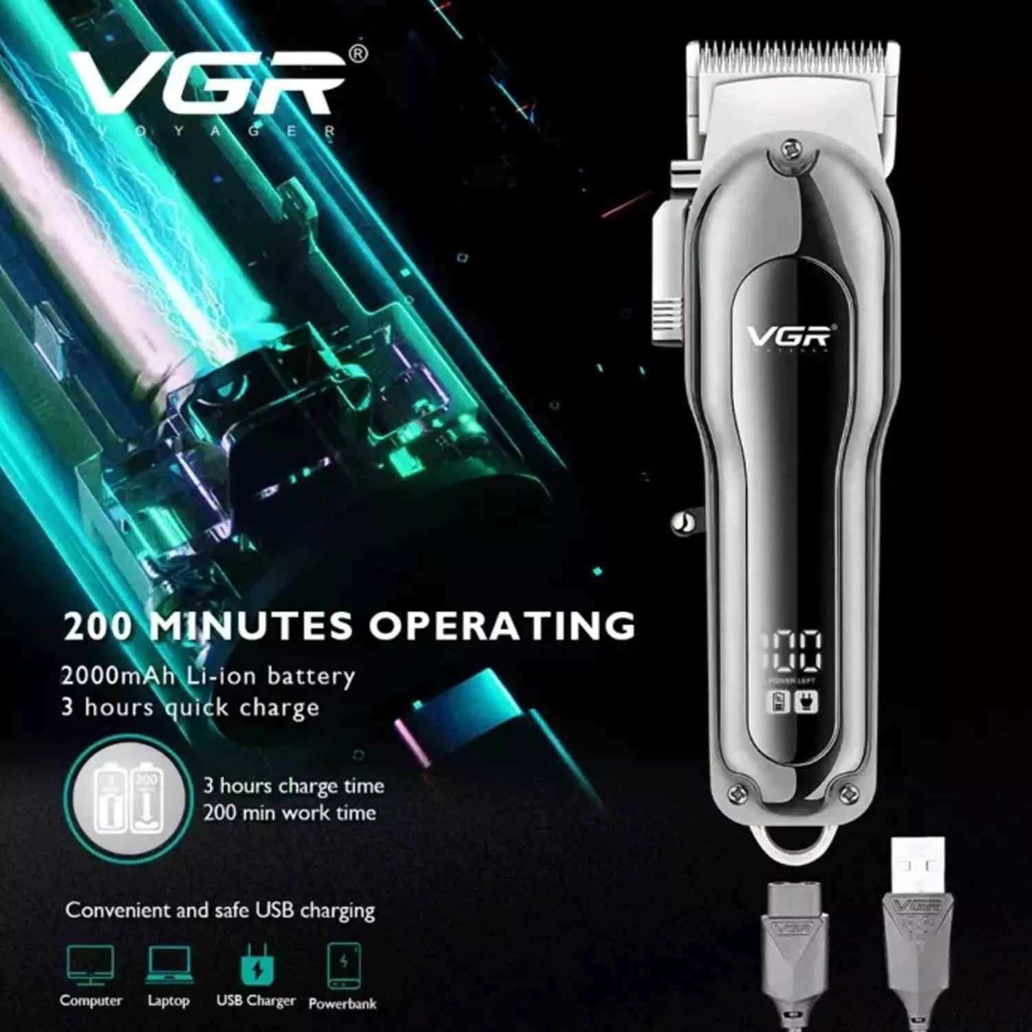 V-680-GoldVGR V-680 professional salon series hair clipper trimmer