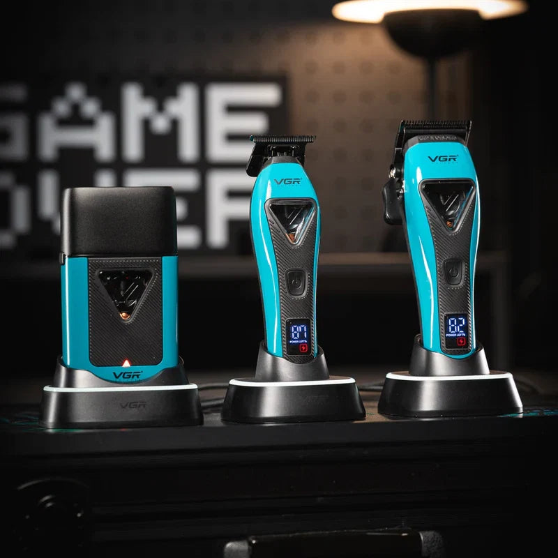 VGR V-035 S3 Professional Barber Combo For Men, 8000-11000 RPM, 3-in-1 Grooming Kit, Blue
