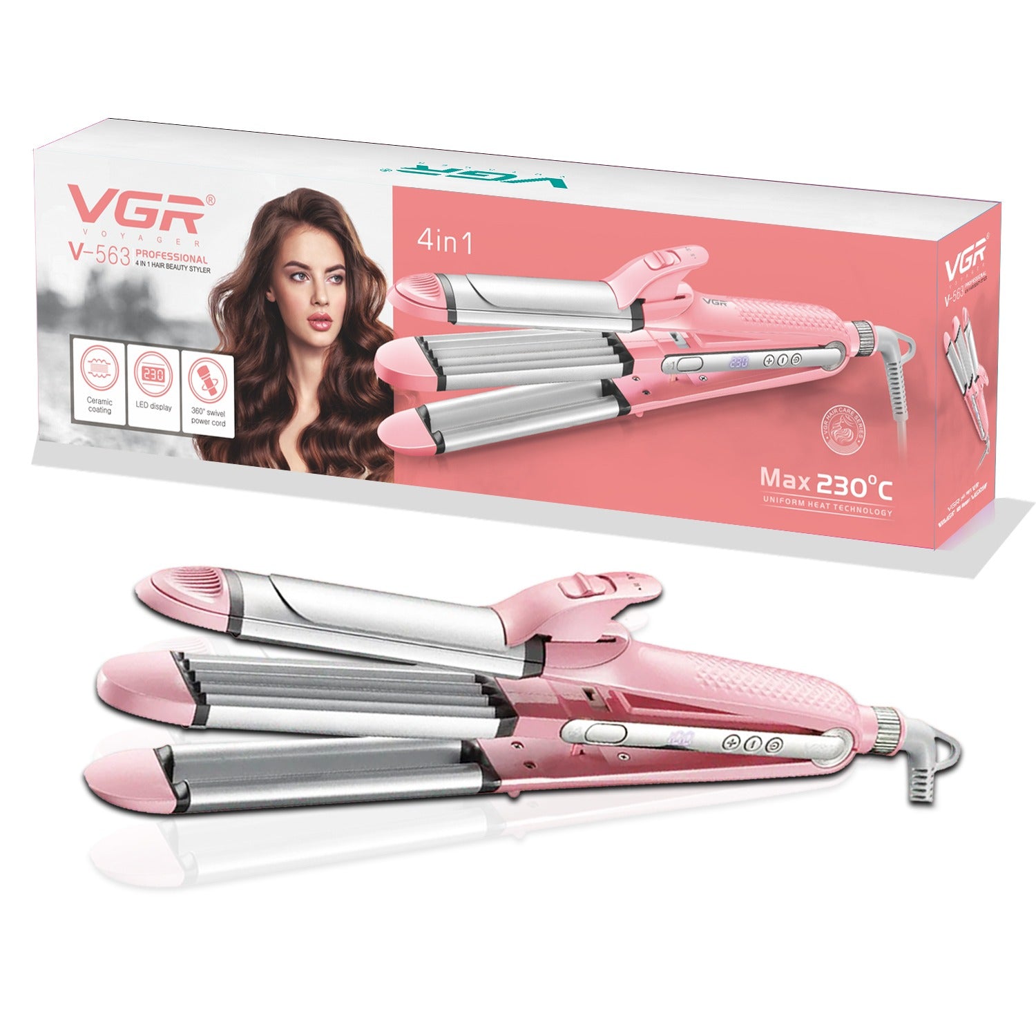 VGR V-563 Professional 4 in 1 Hair Beauty Styler (Pink)