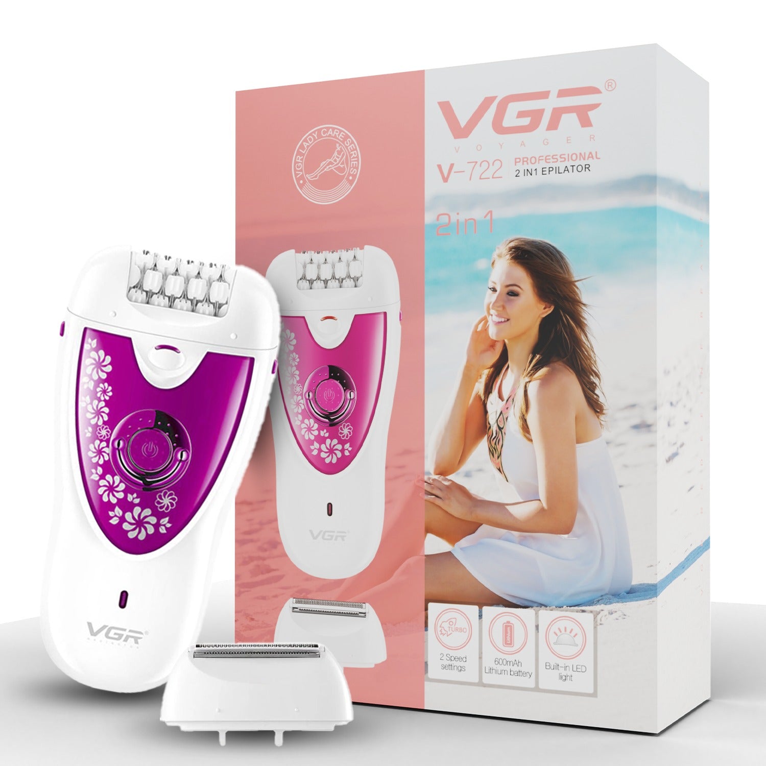 VGR V-722 Professional 2 in 1 Cordless Epilator for Women