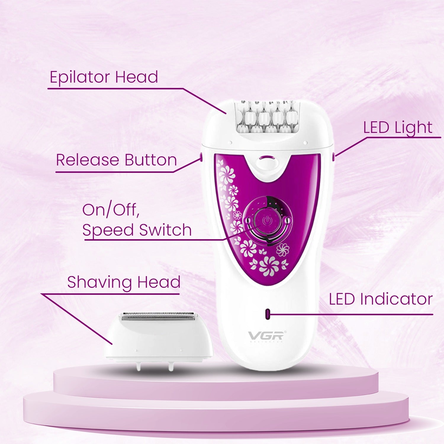 VGR V-722 Professional 2 in 1 Cordless Epilator for Women