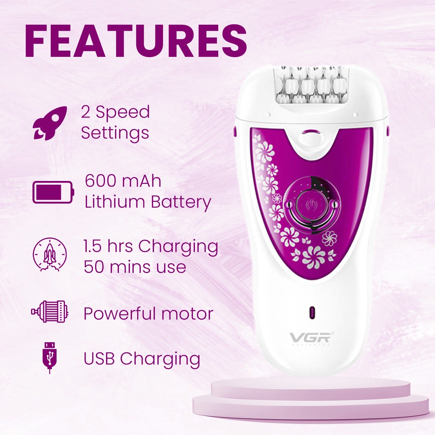 VGR V-722 Professional 2 in 1 Cordless Epilator for Women