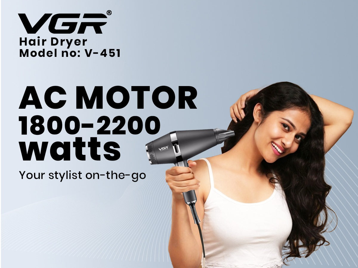 VGR V-451 Hair Dryer For Unisex, Black