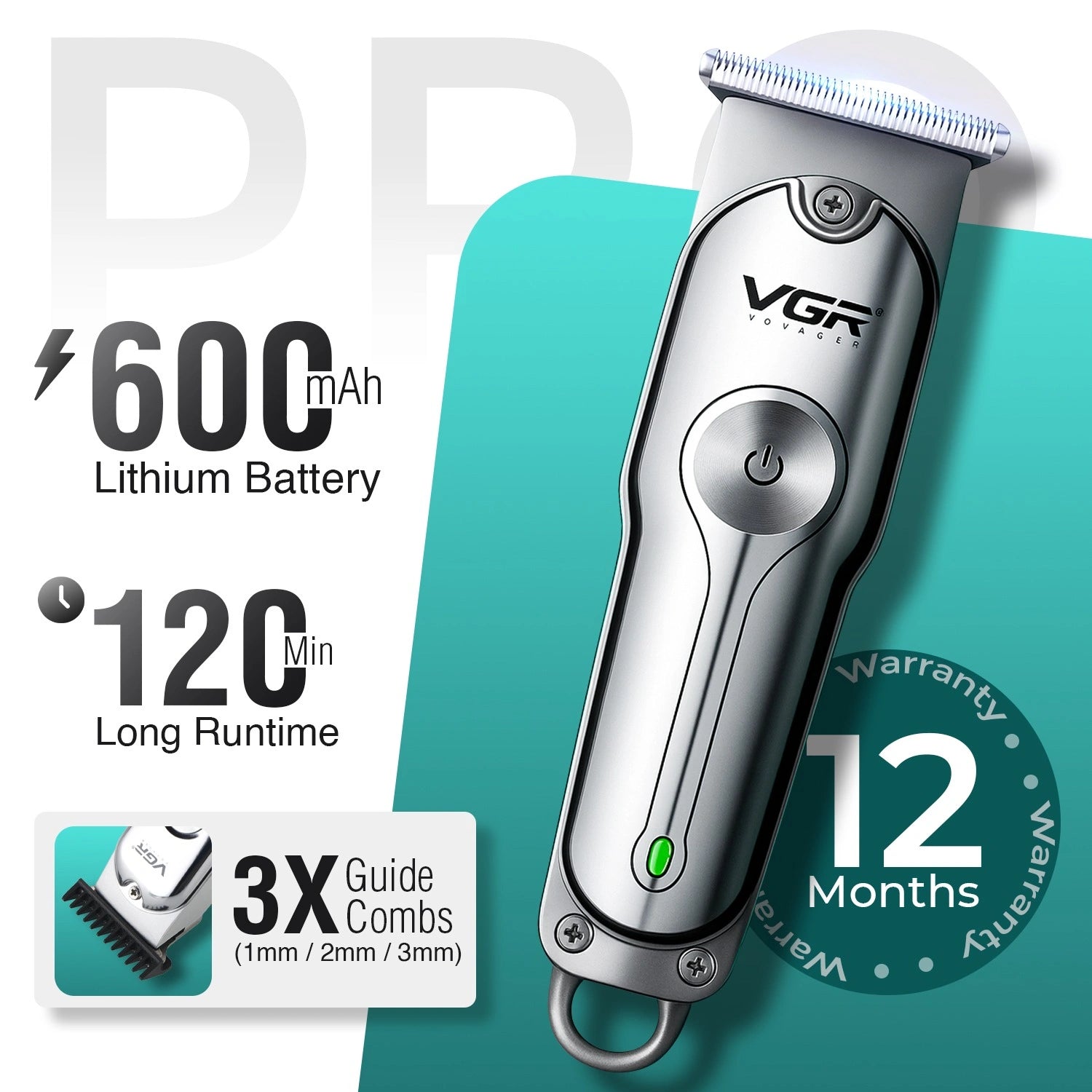 VGR V-071 Hair Trimmer For Men, Silver