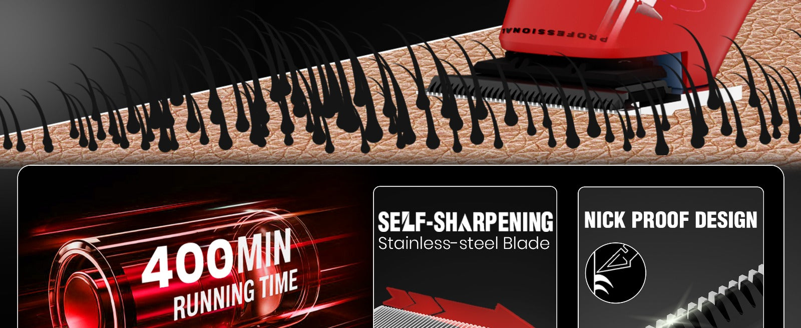 VGR Rosso Professional Beard & Moustache Trimmer for Men (Red)
