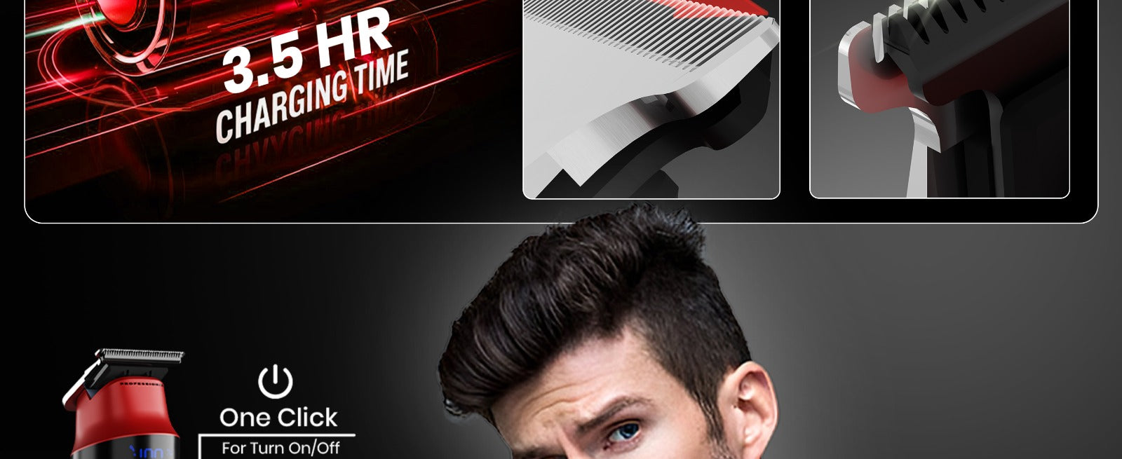 VGR Rosso Professional Beard & Moustache Trimmer for Men (Red)