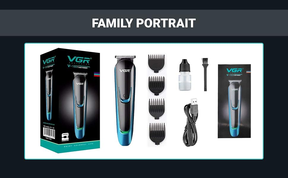 VGR V-183 Hair Trimmer For Men with 120 Minutes Runtime, Blue