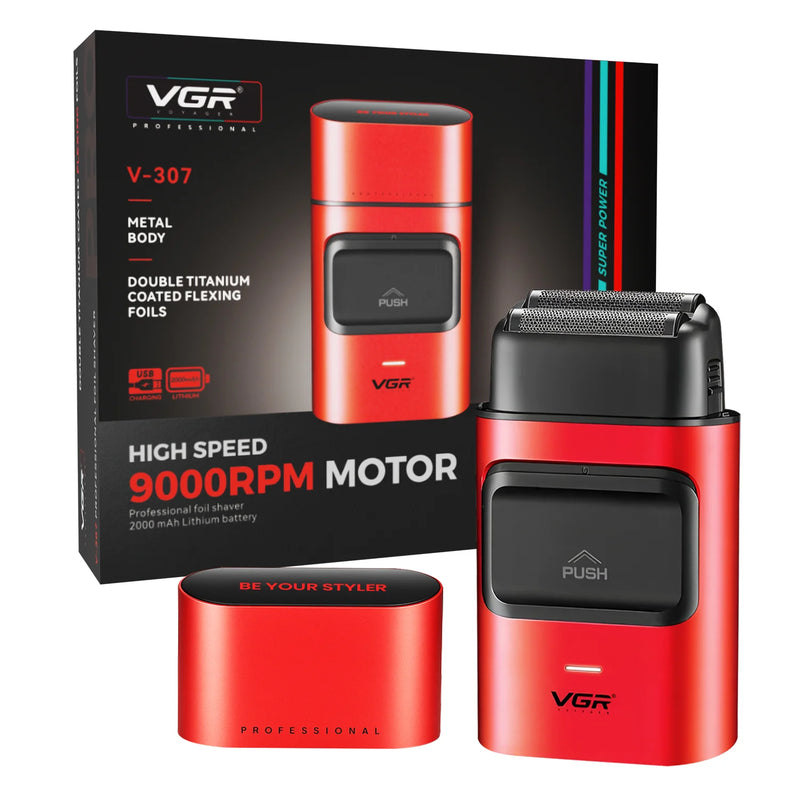 VGR V-307 Professional Foil Shaver for Men with 180 min Runtime, Red