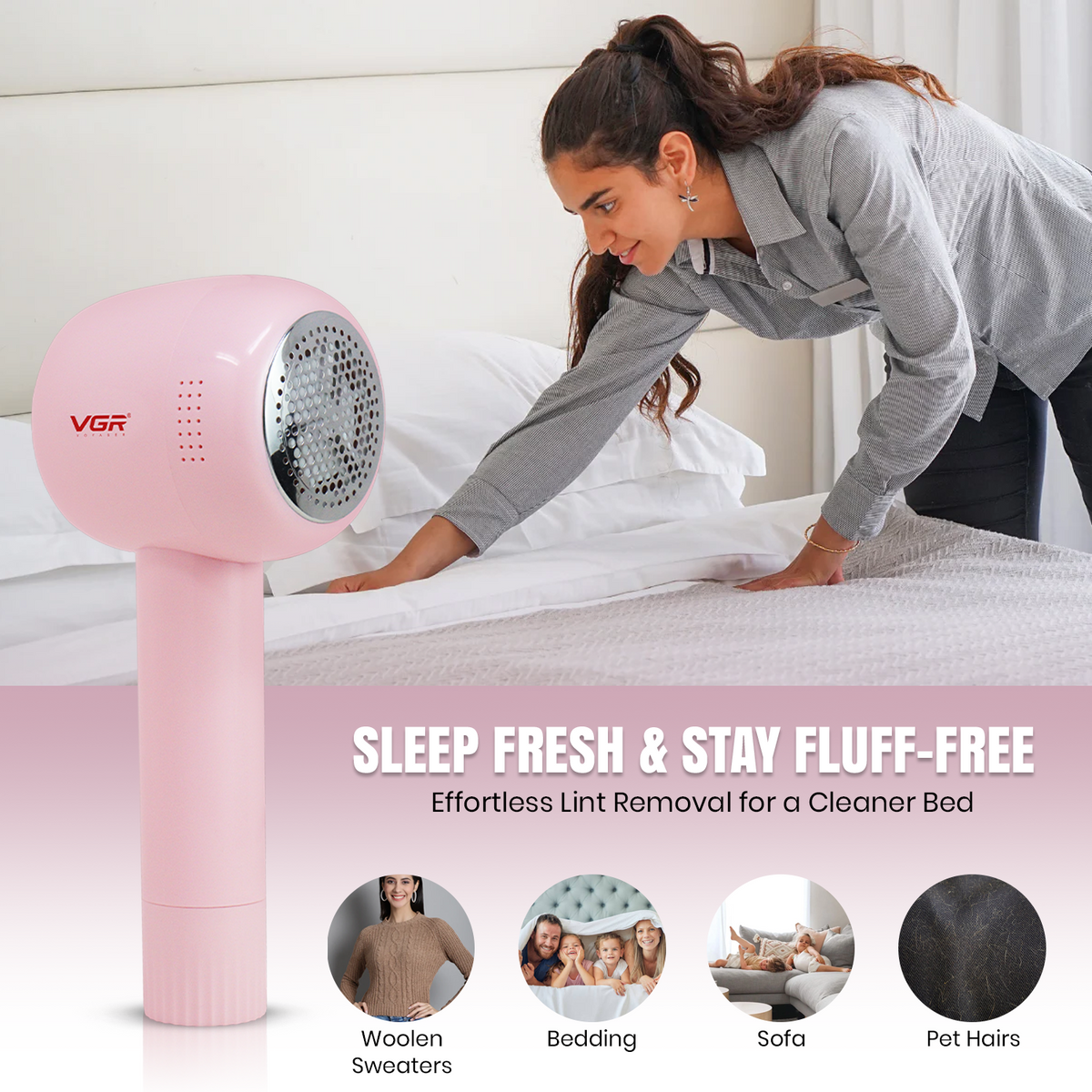 VGR V-813 Professional Rechargeable Lint Remover, Pink