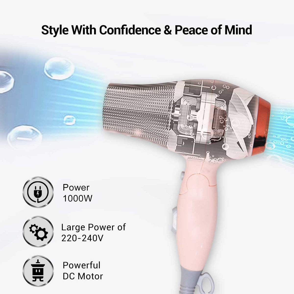 VGR V-432 Foldable Hair Dryer For Women & Men, 2 Speed Settings, Cool Shot,Pink