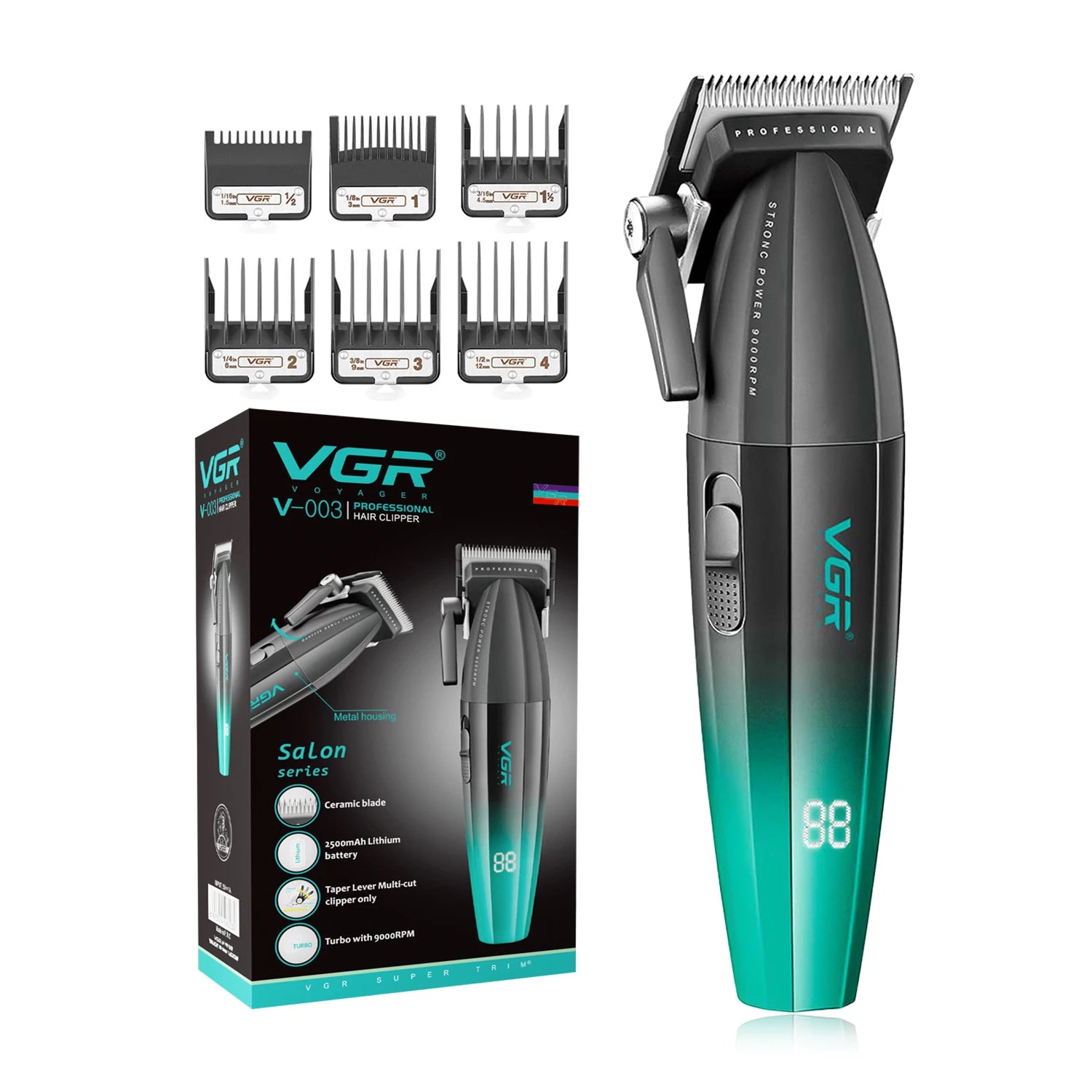 VGR V-003 Professional Hair Clipper For Men, (Black/gold)