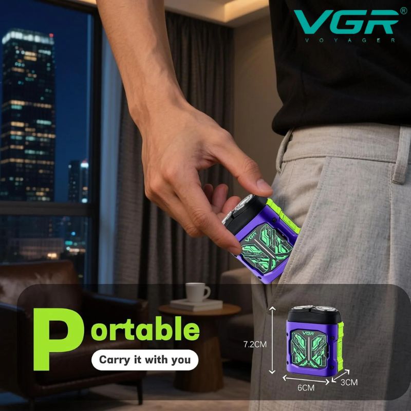 VGR V-344 Professional Rotary Shaver with 60 Min Runtime, Purple