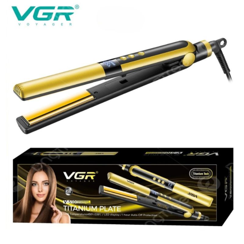 VGR V-510 Professional Titanium Hair Straightener For Women, 230°C Max Heat, 2m Cord, Yellow