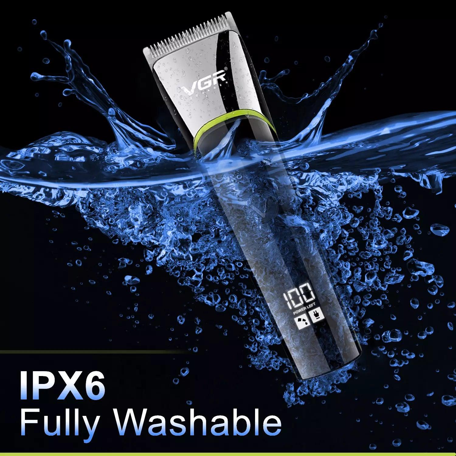 VGR V-295 IPX6 Waterproof Hair Clipper For Men, Black