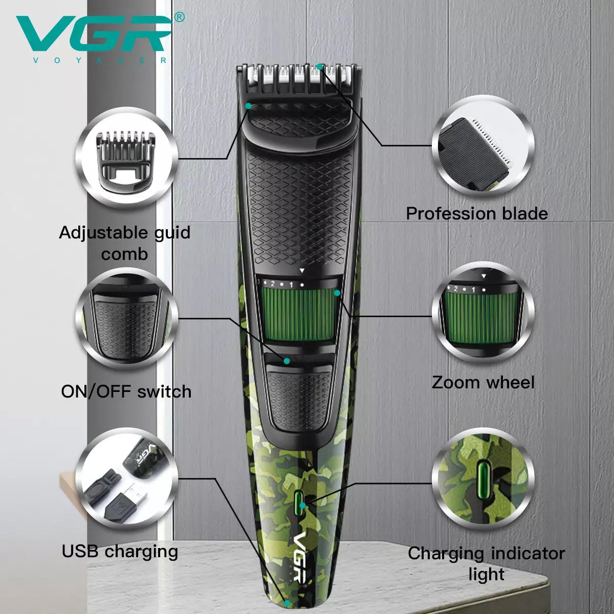 VGR V-053 Hair Trimmer For Men, Army Green