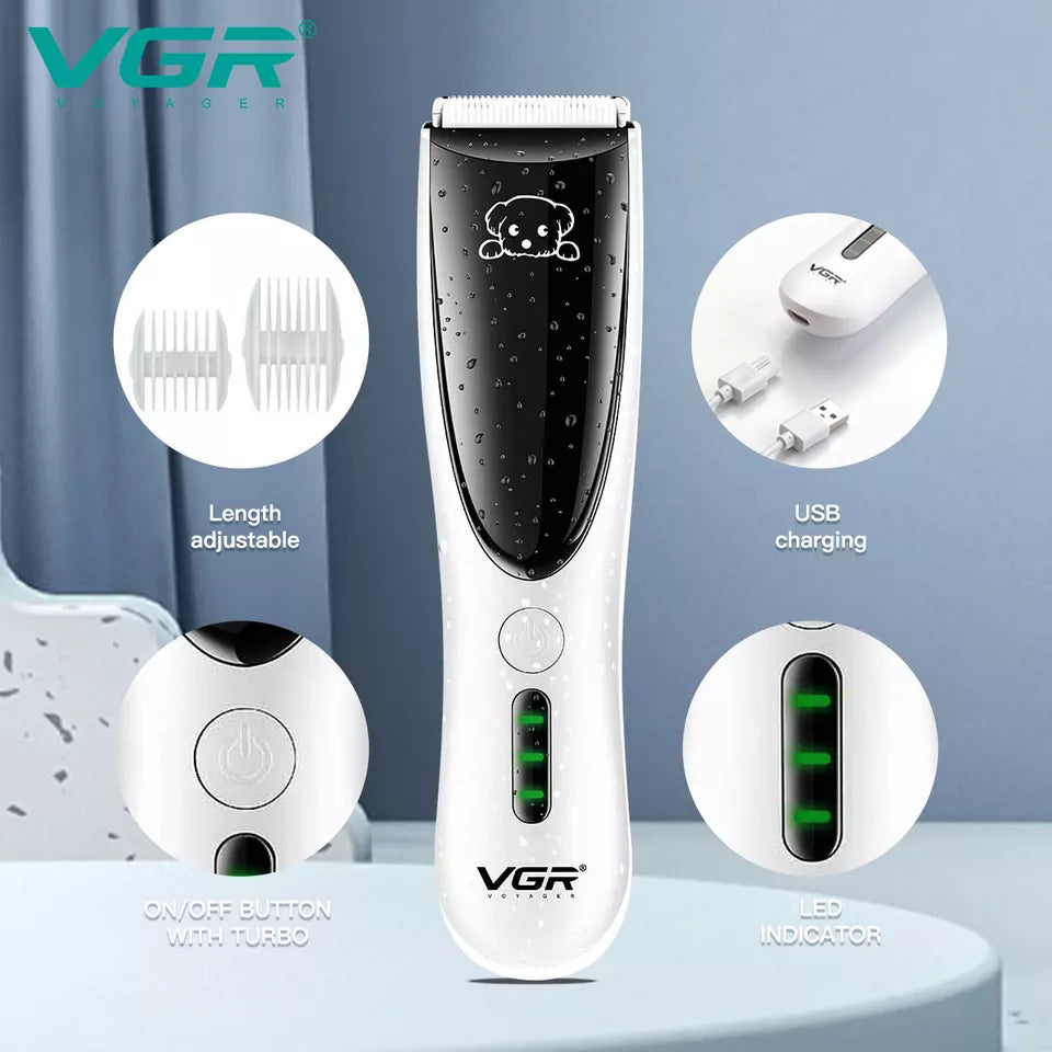 VGR V-232 Waterproof IPX7 Hair Clipper For Pets, White