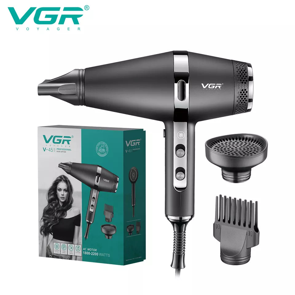 VGR V-451 Hair Dryer For Unisex, Black