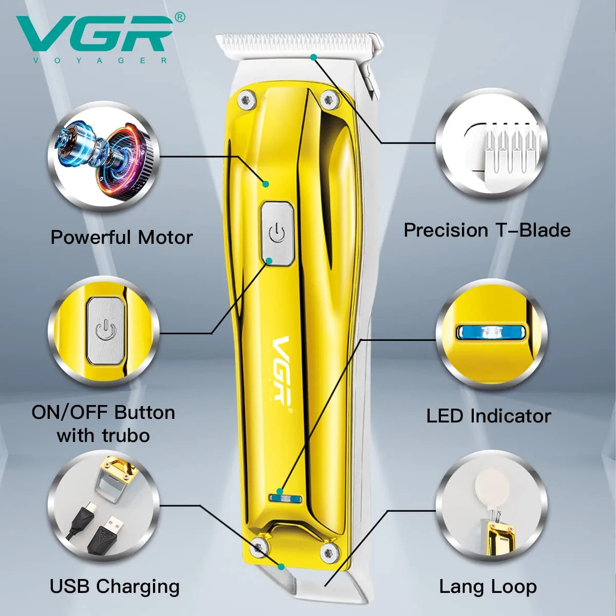 VGR V-955 Hair Trimmer For Men, Gold
