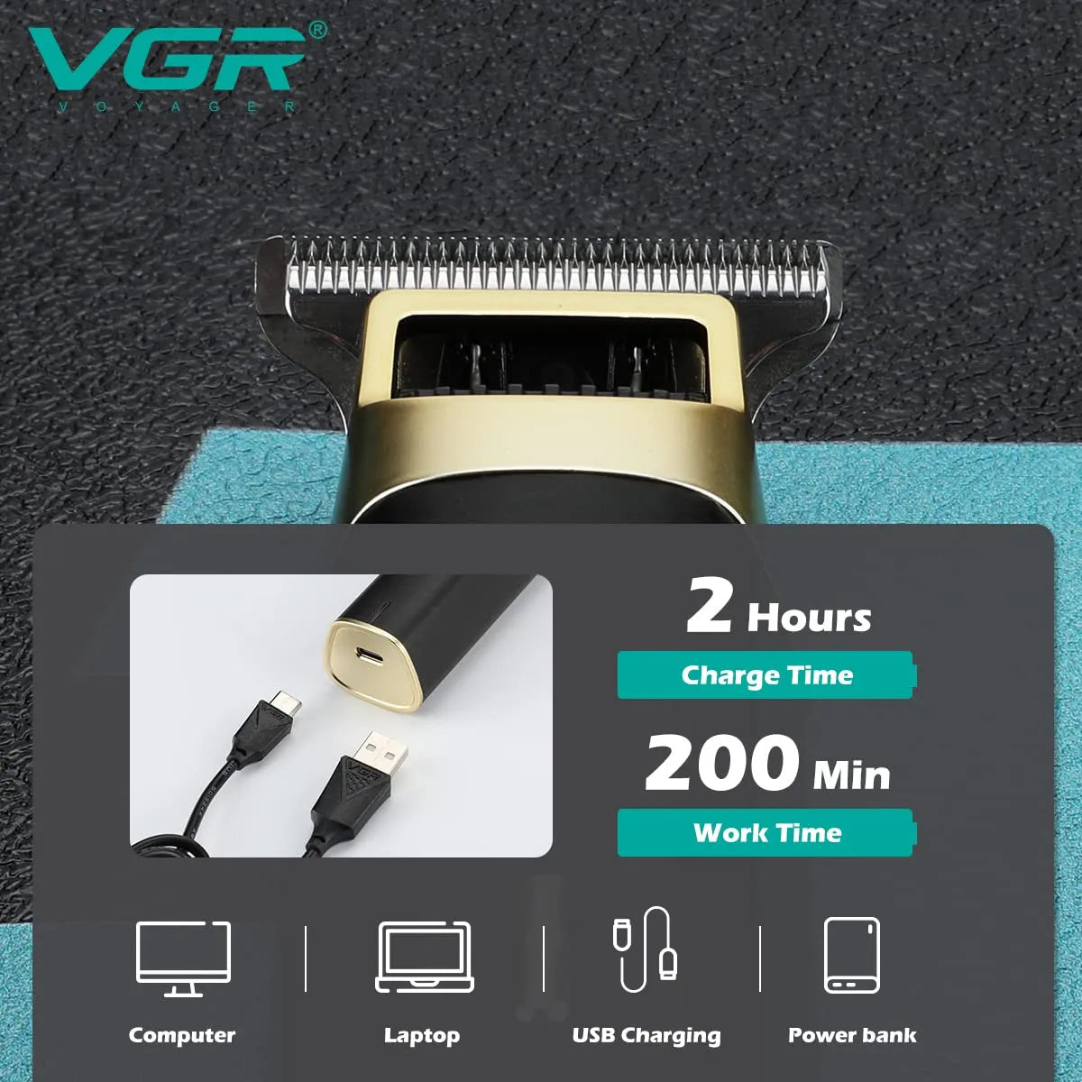 VGR V-957 Hair Trimmer For Men, Black